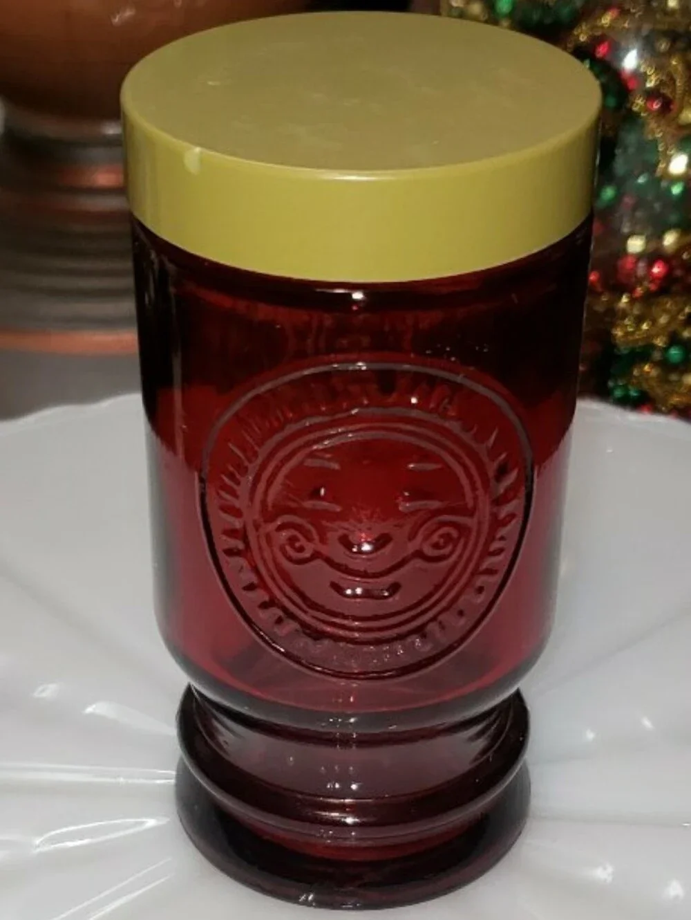 Vintage Ruby Red Wheaton Jar With Screw Top Lid